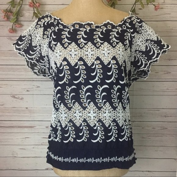 Anthropologie Vanessa Virginia embroidered top 6 - Picture 1 of 4